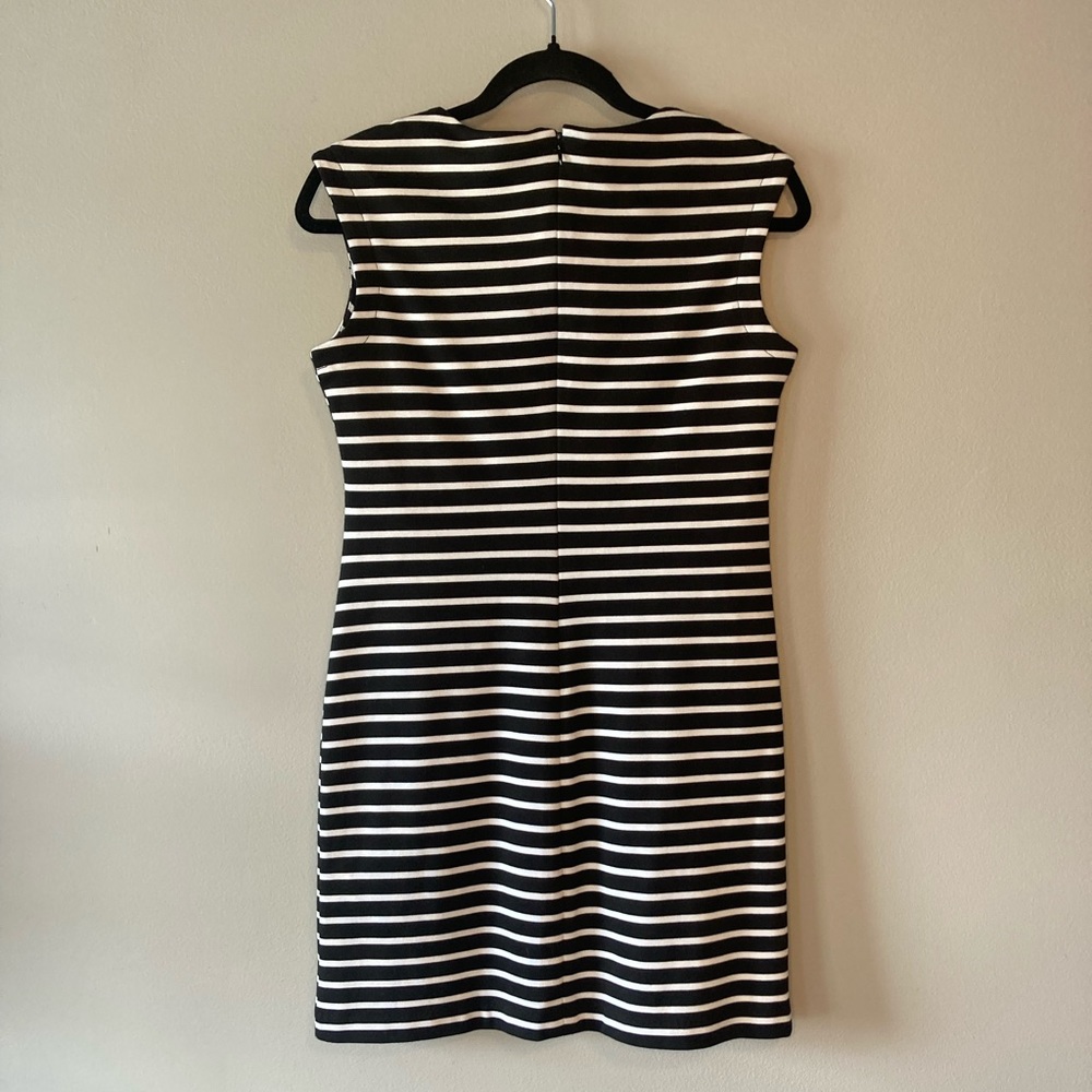 Attention Dress XS Fitted Black White Stripe Office Work Sexy. - Picture 2 of 3